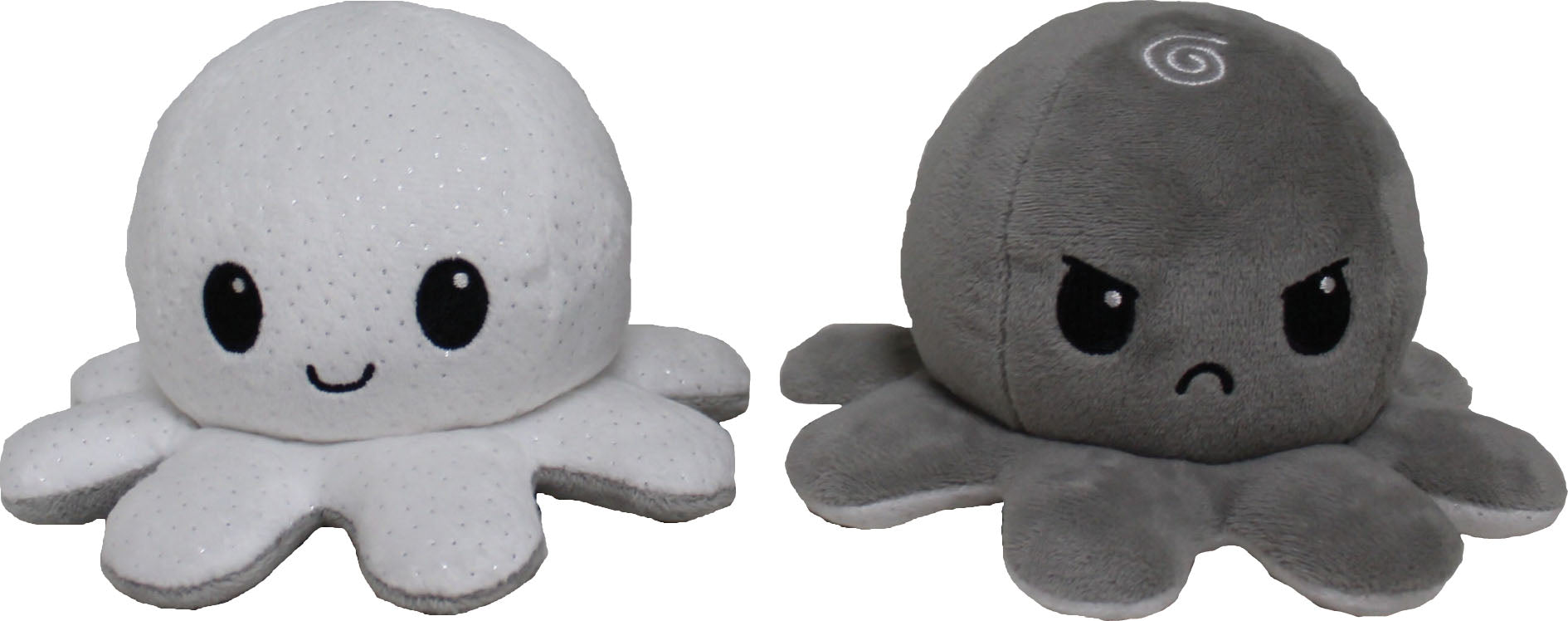 Plush Reversible Octopus: White Sparkle & Gray | Odin's Place