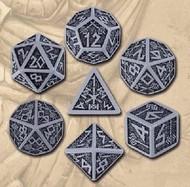 Q Workshop Dwarven Poly 7 Dice Set Gray and Black | Odin's Place
